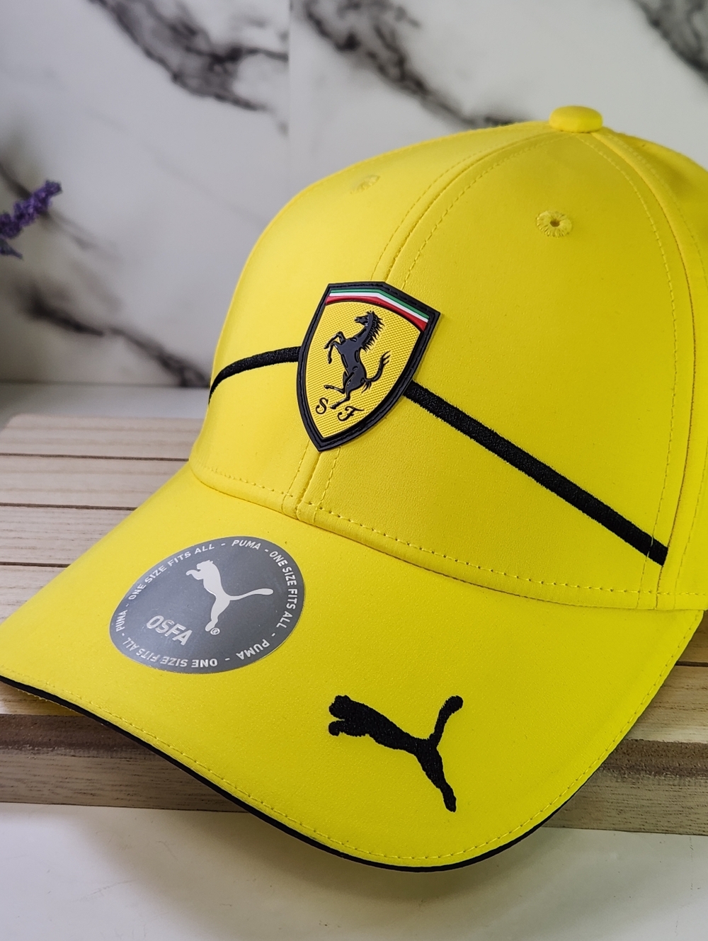 Ferrari & Puma Yellow Baseball Cap. Adjustable Hat - Picture 4 of 8